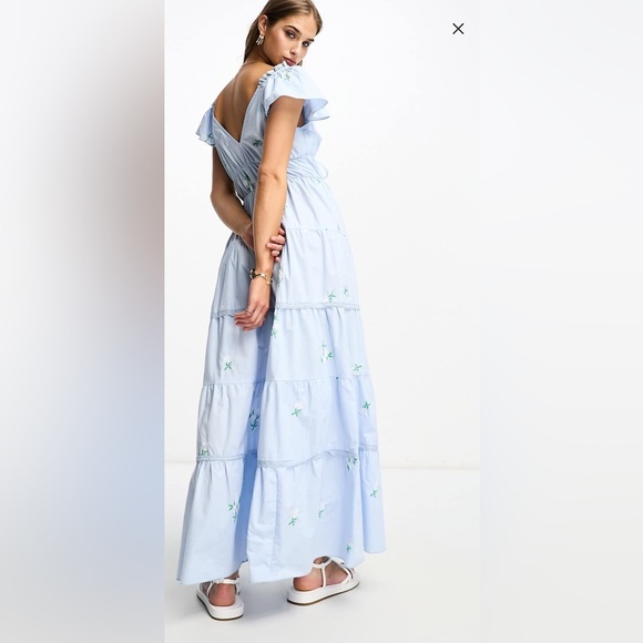 ASOS Sky Blue Floral Maxi Dress - Picture 2 of 5